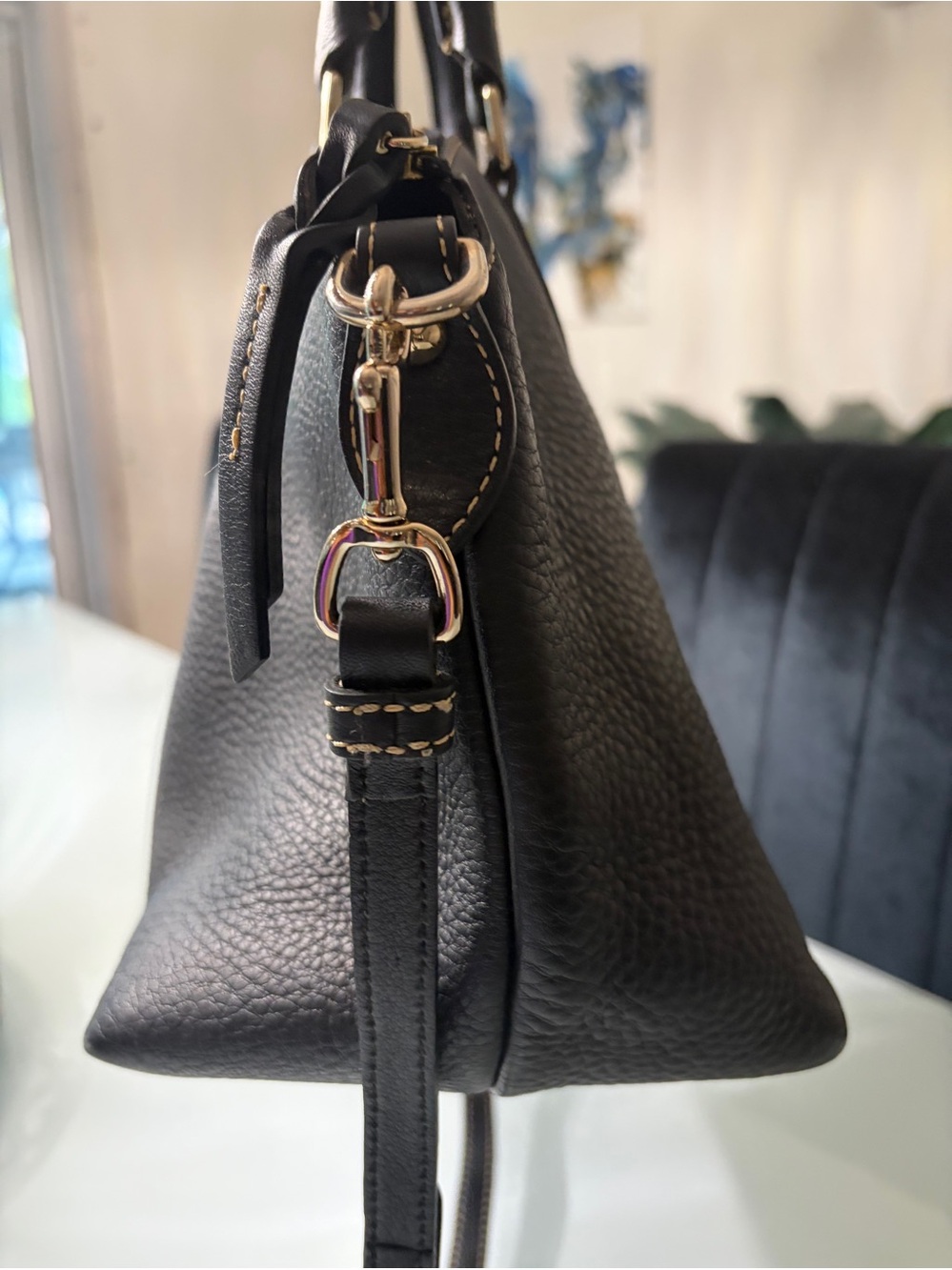 Dooney & Bourke Black Pebble Leather Satchel with Shoulder Strap - Picture 7 of 15